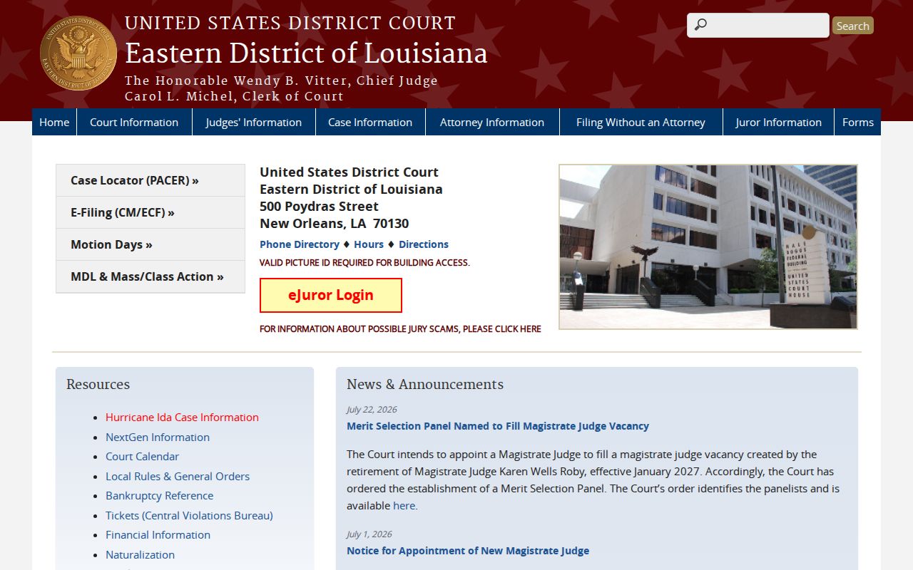 Federal court records connected to Caddo Parish criminal history