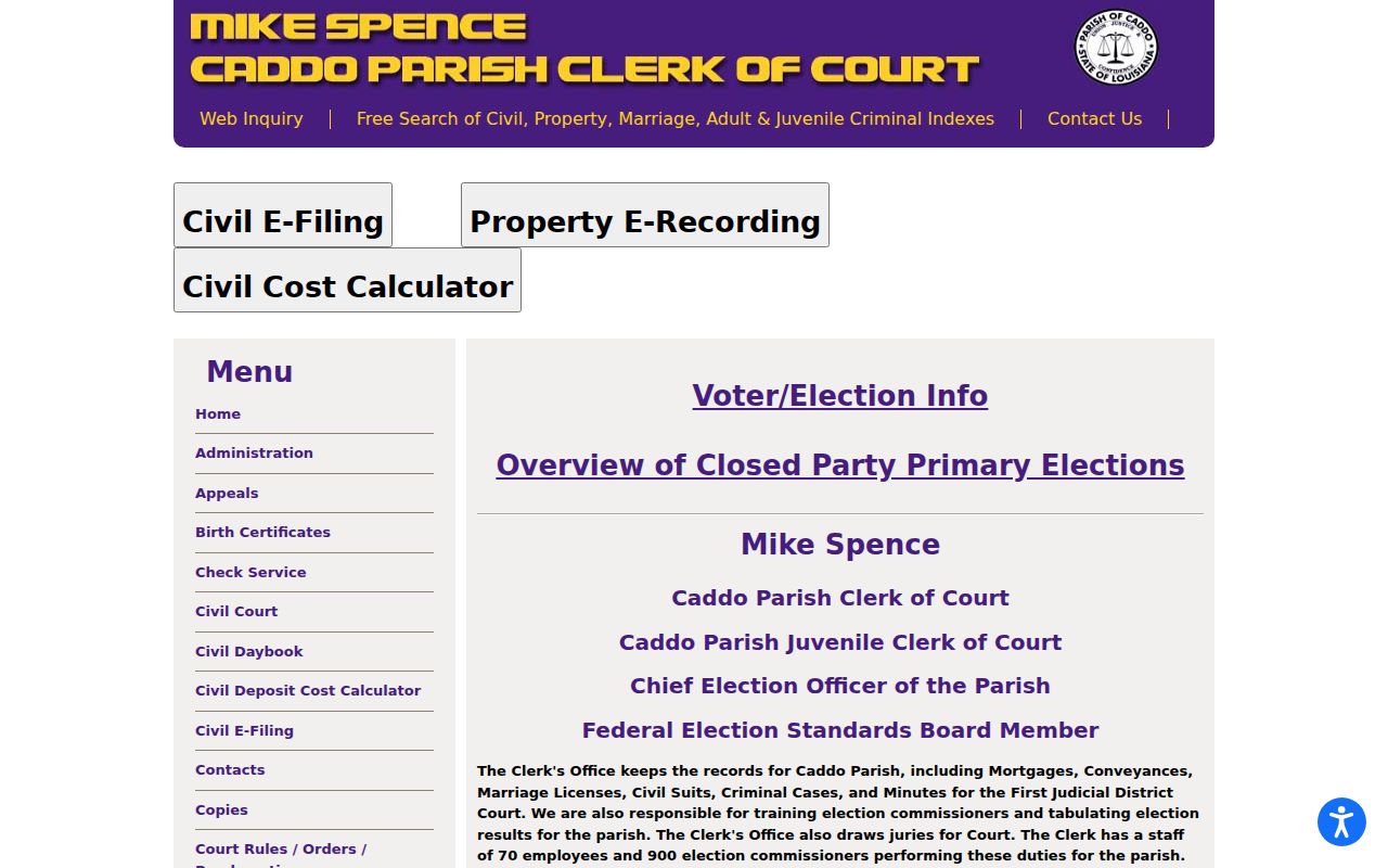 Caddo Parish criminal history records at the Clerk of Court