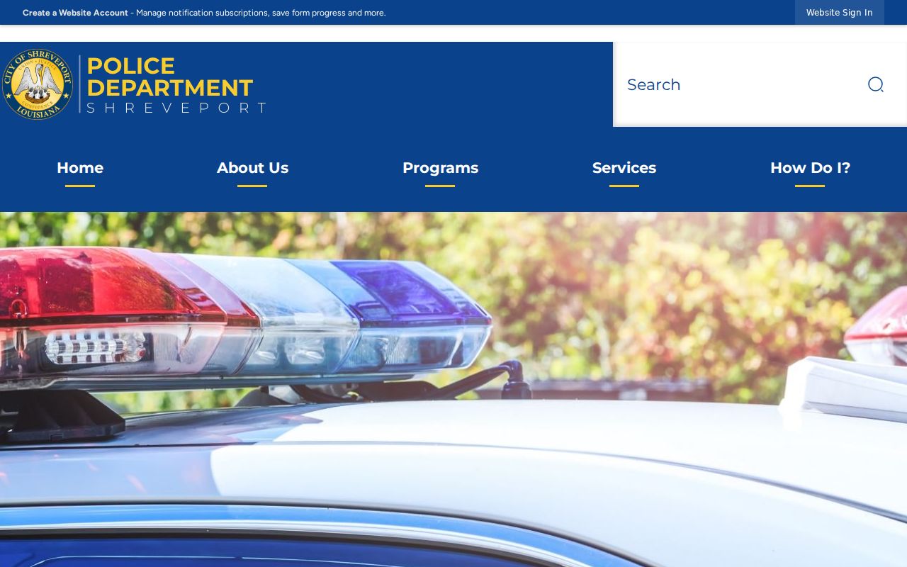 Official Shreveport Police Department page for local police records