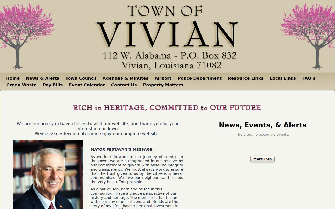 Town of Vivian criminal records contact page