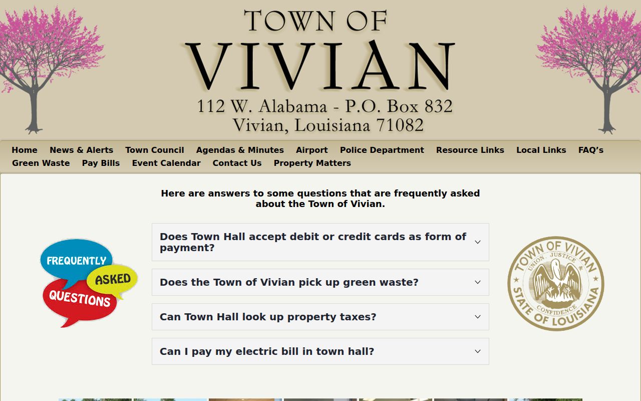 Vivian municipal FAQ and criminal record payment distinction