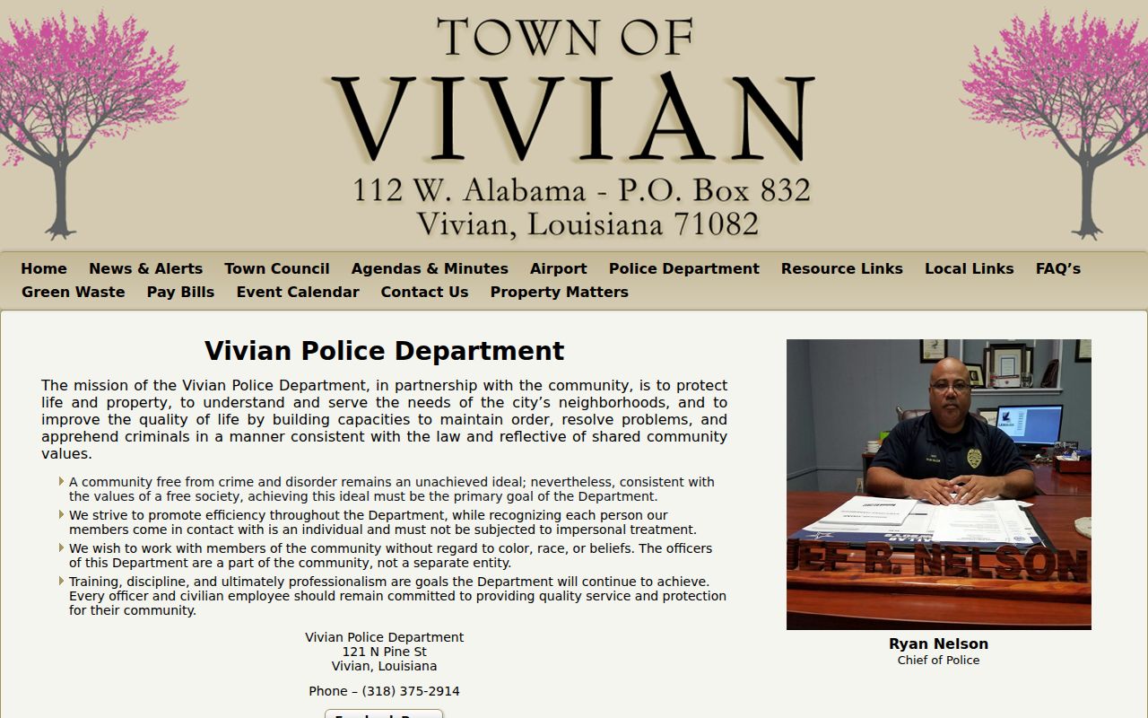 Vivian Police Department criminal records information